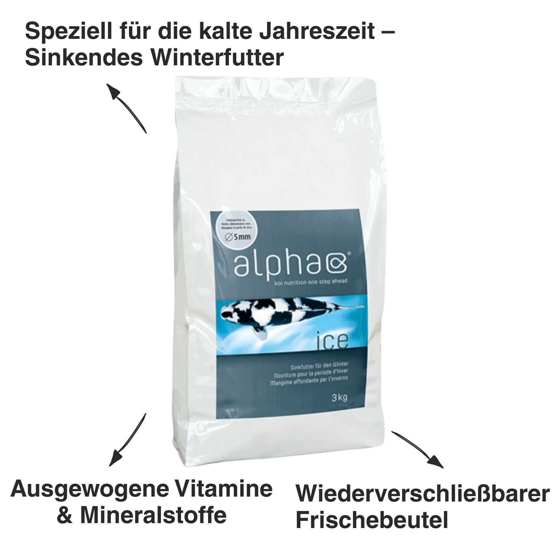 Alpha Ice Koifutter 3 kg Packung Sinkendes Winterfutter