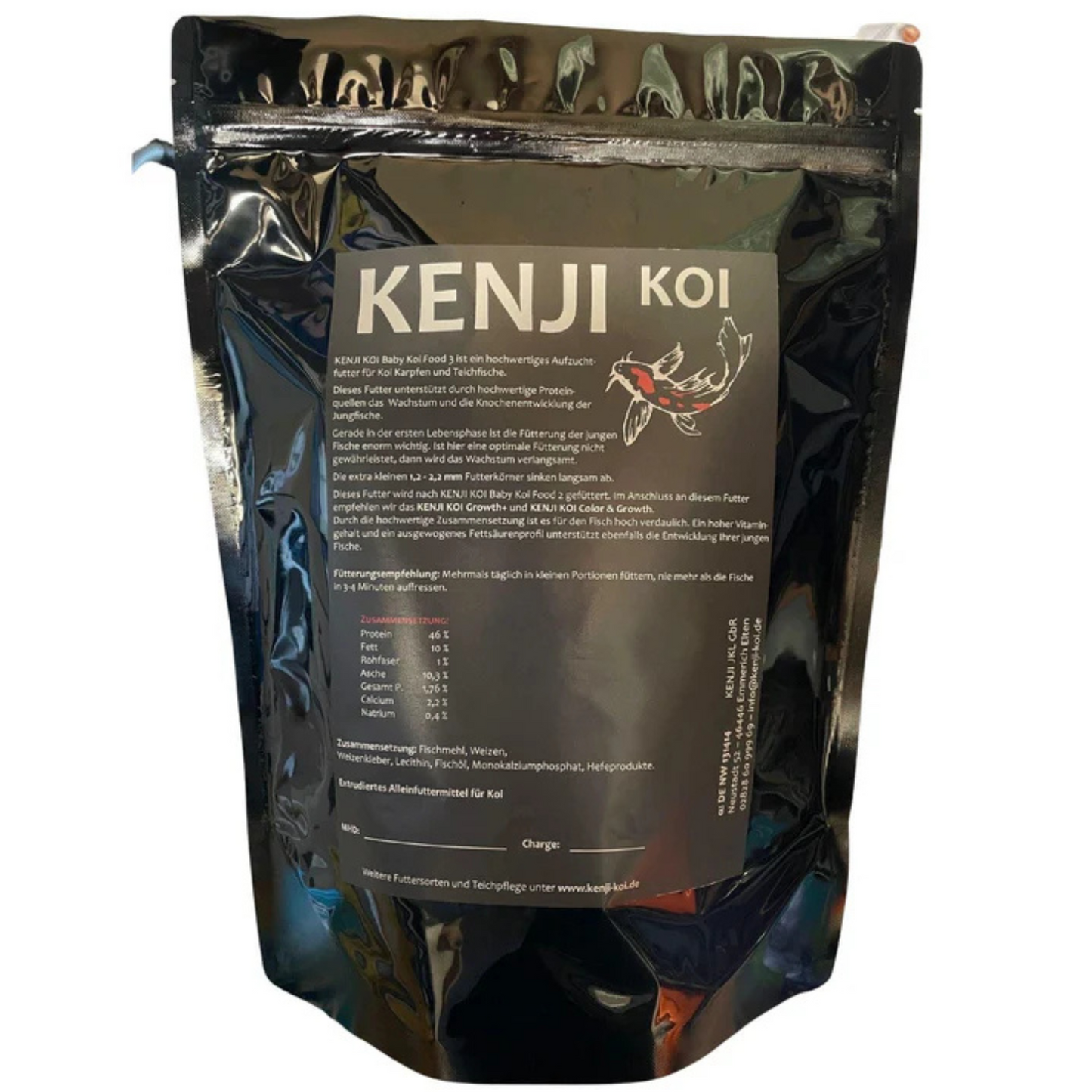 Kenji Koi Baby Koi Food 3 – Nährwerttabelle & Zusammensetzung Aufzuchtfutter für Koi