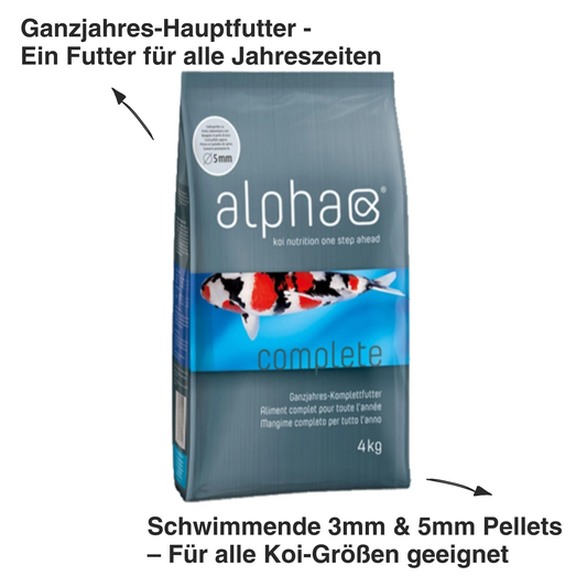 Alpha Complete Koifutter 4 kg – Ganzjahresfutter für Koi, erhältlich in 3 mm und 5 mm Pellets