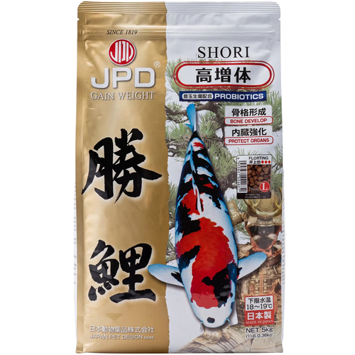 JPD Shori Wachstumsfutter für Koi 5 kg mit 45 % Protein, Probiotika und Astaxanthin