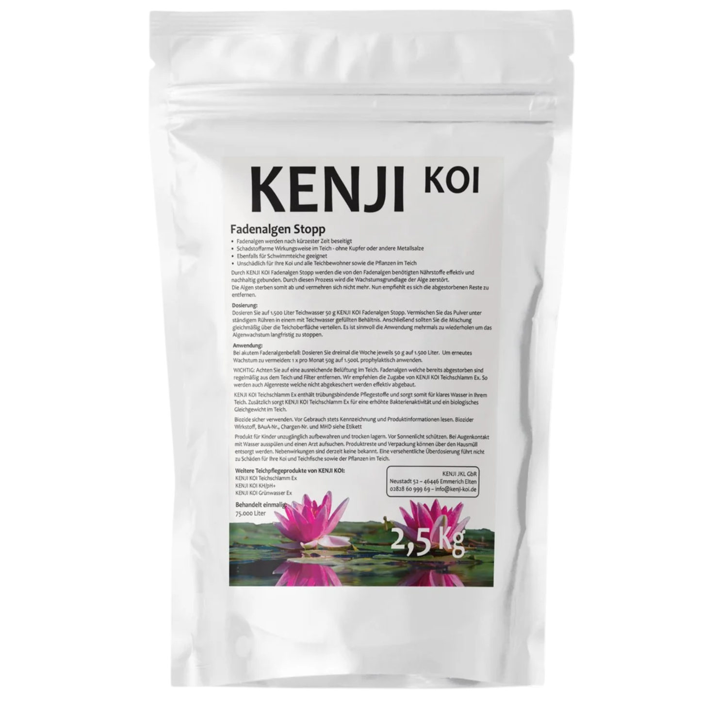 KENJI KOI Fadenalgen Stopp 2,5 kg Sparpackung – Fadenalgenvernichter Teich für 75.000 Liter Teichwasser