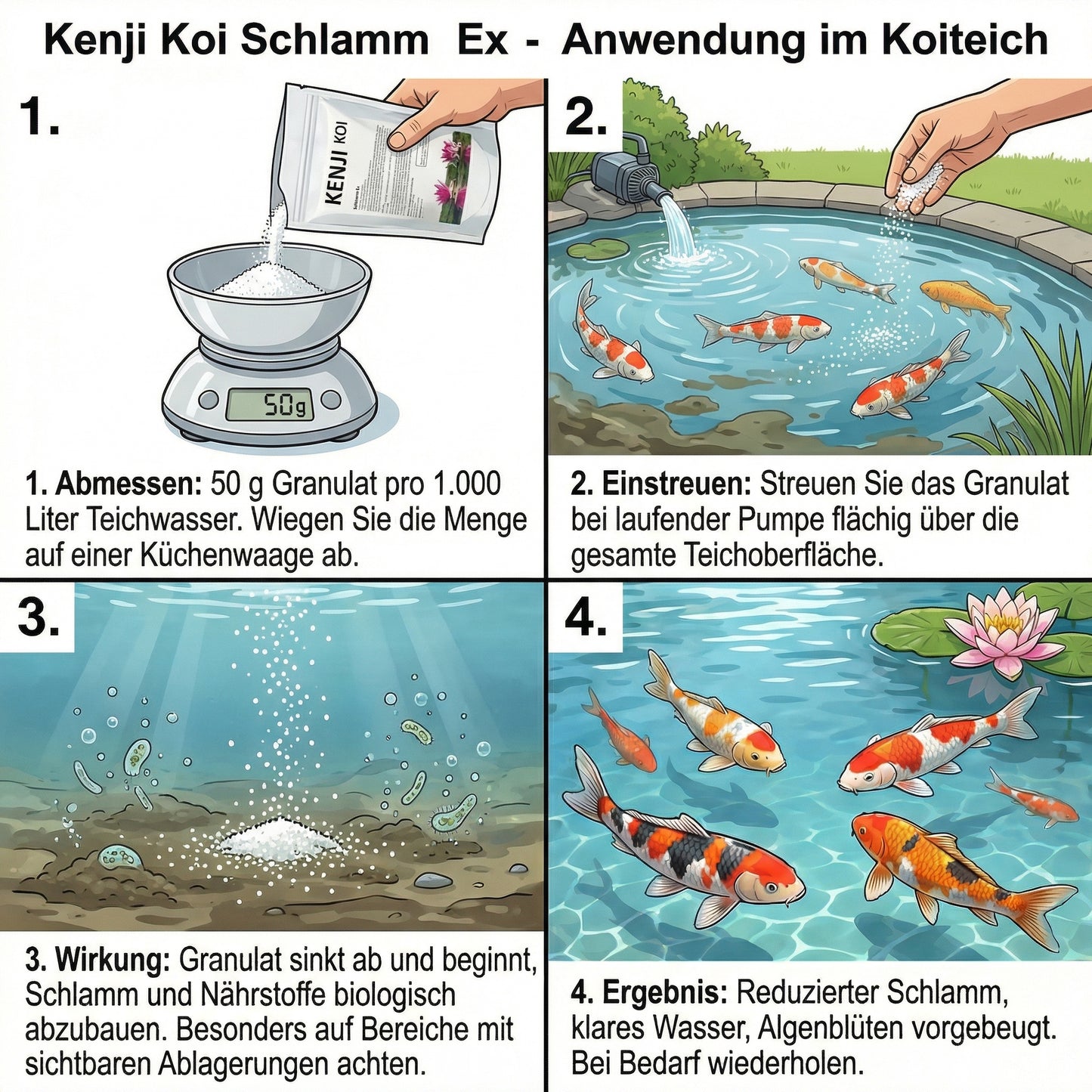 Kenji Koi Schlamm Ex – Biologischer Teichschlammentferner ohne Sauger