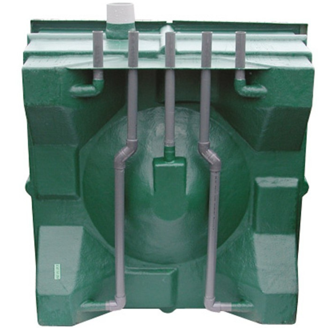 Tripond Center Vortex Unterseite – zentrale Vortex-Kuppel und 5 Schmutzausgänge DN50