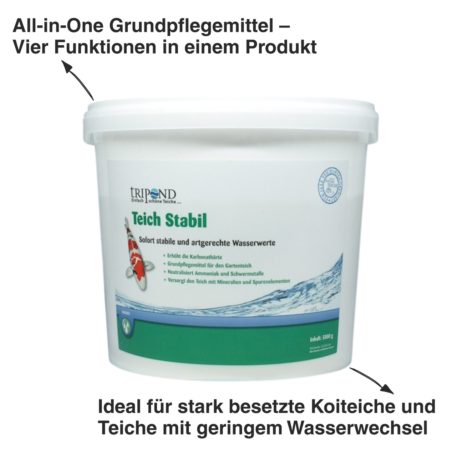 TRIPOND Teich Stabil 5 kg – pH-Wert stabilisieren & weiches Teichwasser aufhärten