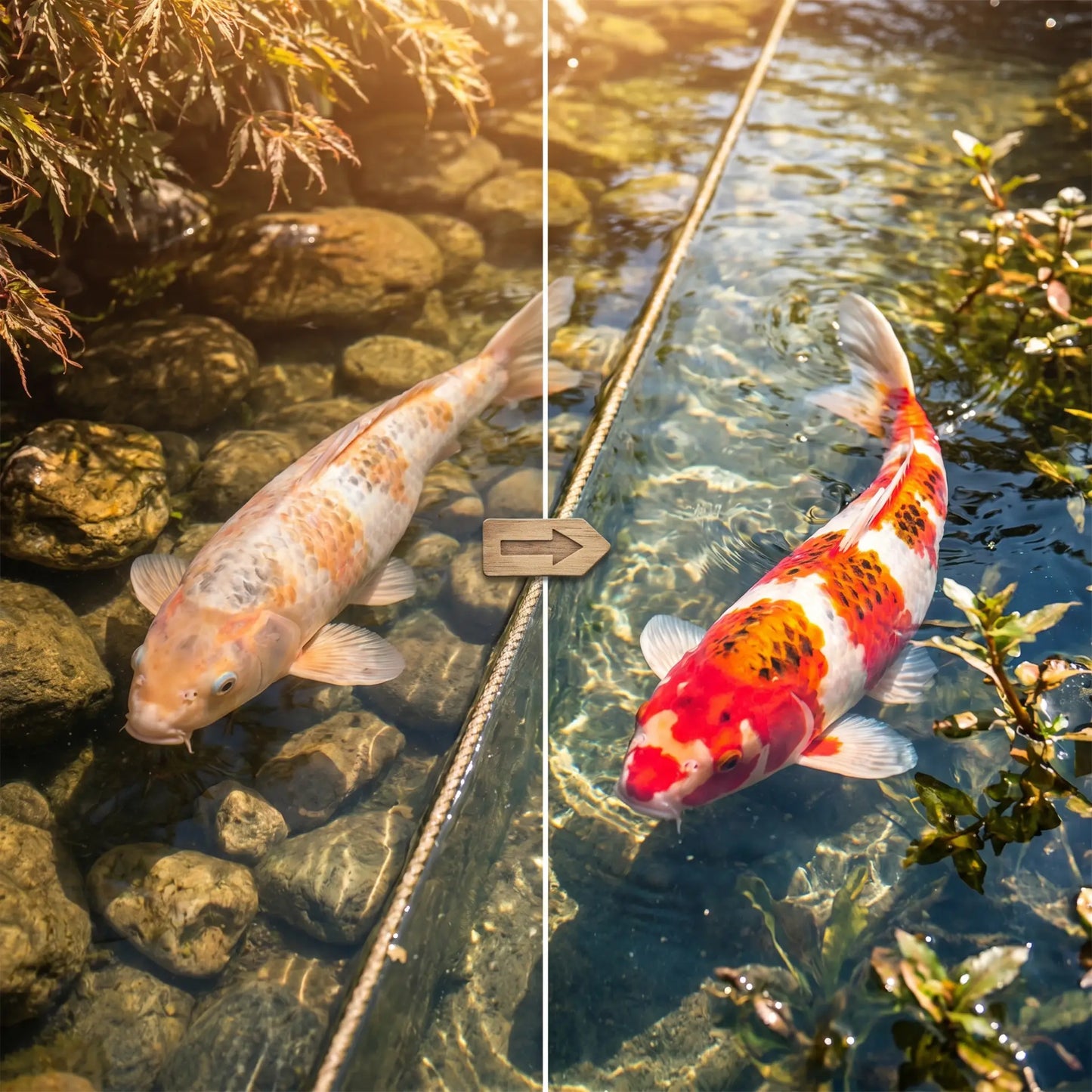Alpha Color Wirkung Koi Farbvergleich vorher nachher