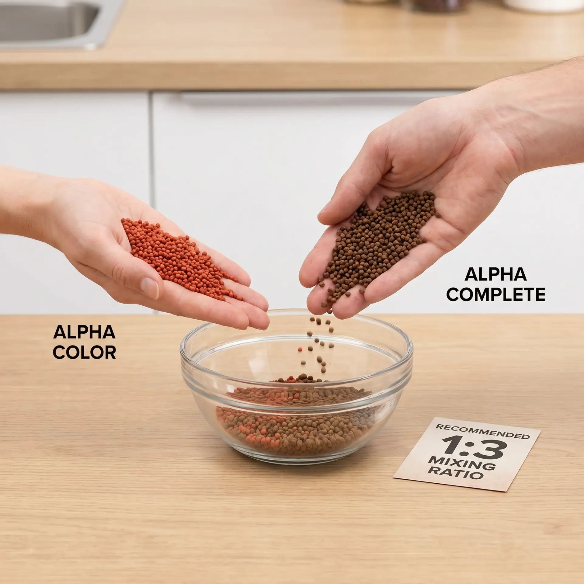 Alpha Color Mischverhältnis Ergänzungsfutter Alpha Complete Anwendung
