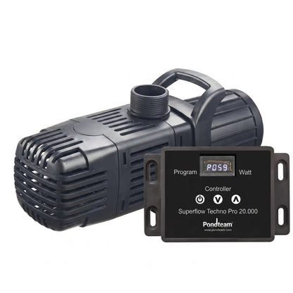 Superflow Techno Pro Teichpumpe mit externem Controller, Varianten 10.000–30.000 l/h – regelbare Filter- und Bachlaufpumpe