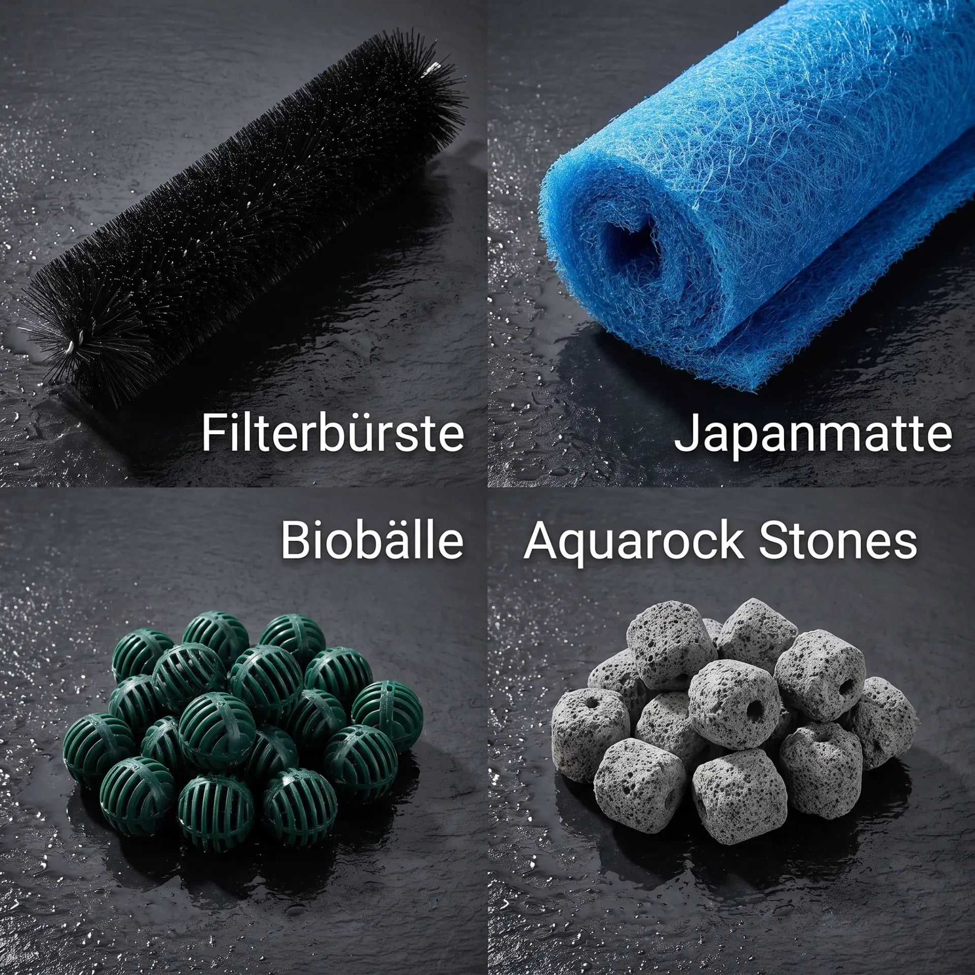 Filtermaterial TRIPOND Reihenfilter – Filterbürsten, Japanmatten, Biobälle und Aquarock für Mehrkammerfilter Koiteich