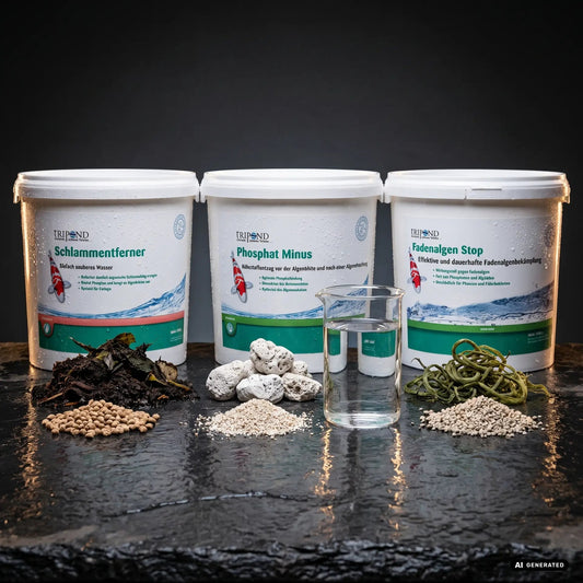 TRIPOND Teich-Komplettpflege-Set – Fadenalgen Stop + Phosphat Minus + Schlammentferner
